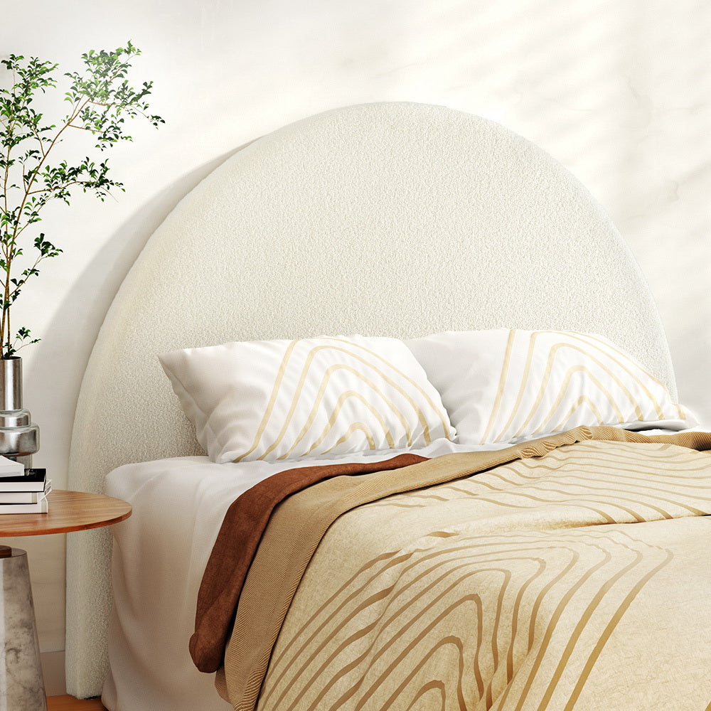 Artiss Bed Frame Double Size Bed Head Boucle Headboard Bedhead Base GREI White-Furniture > Bedroom-PEROZ Accessories