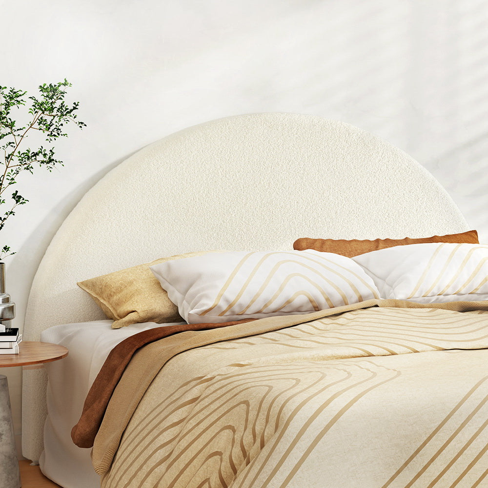 Artiss Bed Frame King Size Bed Head Boucle Headboard Bedhead Base GREI White-Furniture > Bedroom-PEROZ Accessories