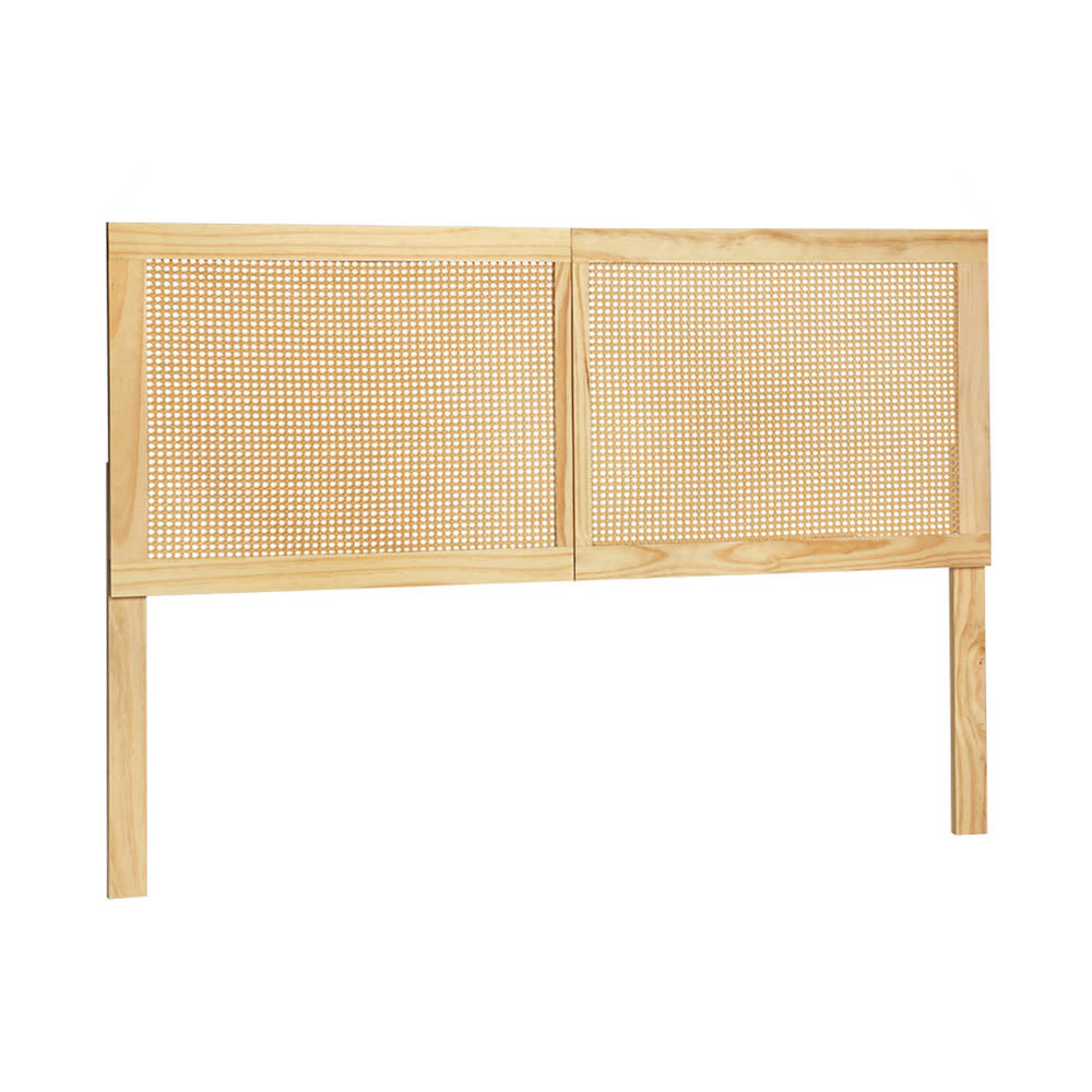 Artiss Rattan Bed Frame Double Size Bed Head Headboard Bedhead Base RIBO Pine-Furniture > Bedroom-PEROZ Accessories