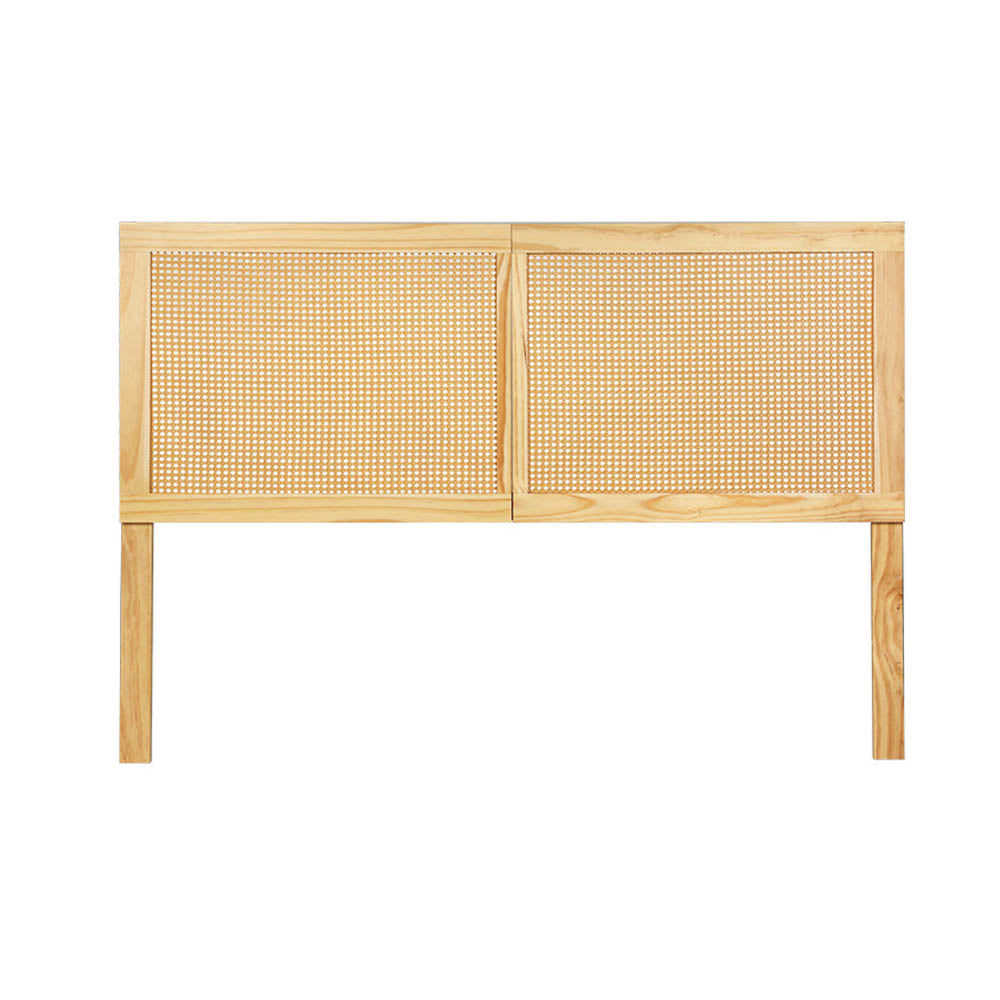 Artiss Rattan Bed Frame Double Size Bed Head Headboard Bedhead Base RIBO Pine-Furniture > Bedroom-PEROZ Accessories