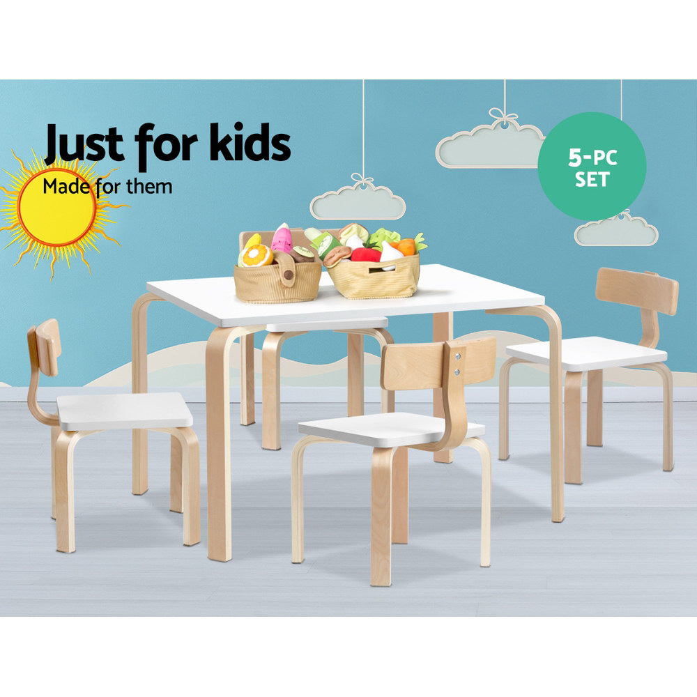 Keezi Nordic Kids Table Chair Set Desk 5PC Activity Dining Study Children Modern-Baby & Kids > Kid&