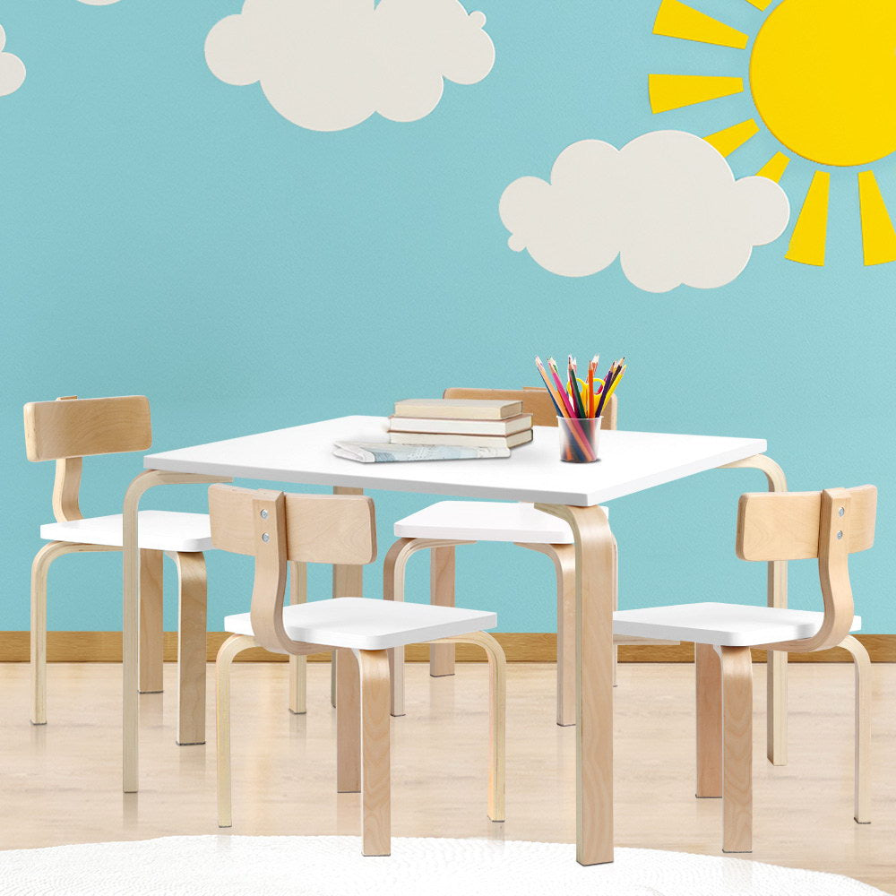 Keezi Nordic Kids Table Chair Set Desk 5PC Activity Dining Study Children Modern-Baby & Kids > Kid&