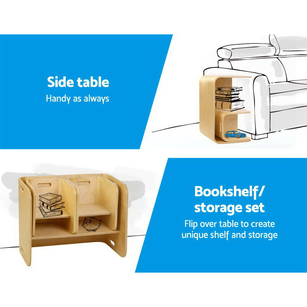 Keezi 3PCS Kids Table and Chairs Set Multifunctional Storage Desk-Table & Chairs Sets-PEROZ Accessories