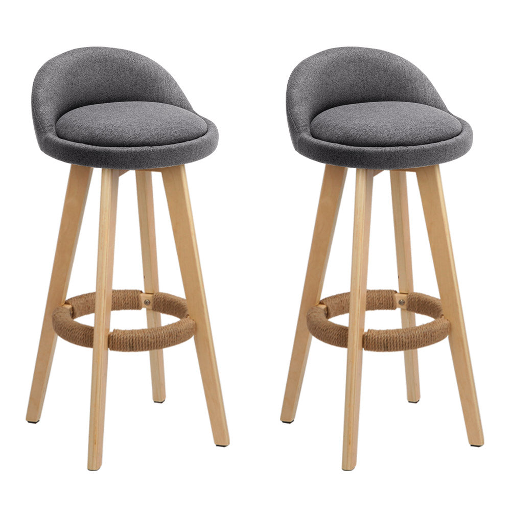 Artiss Set of 2 Fabric Backrest Bar Stools - Grey-Furniture &gt; Bar Stools &amp; Chairs - Peroz Australia - Image - 2