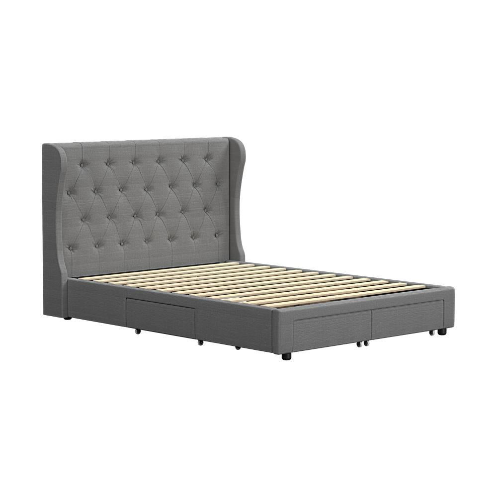 Shop Oikiture Bed Frame Double Size Frames with 4 Storage Drawers Collection | PEROZ Australia