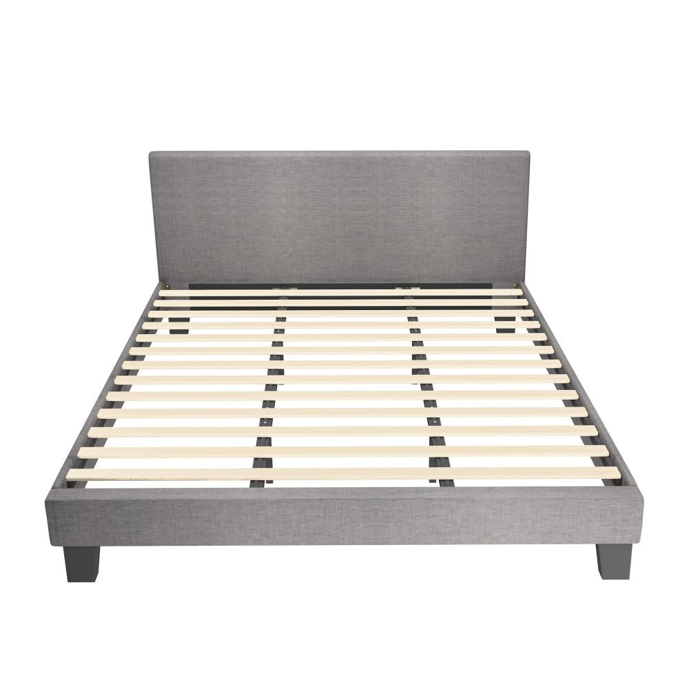 Oikiture Bed Frame King Size Mattress Base Platform Wooden Slats Grey Fabric-Bed Frame-PEROZ Accessories