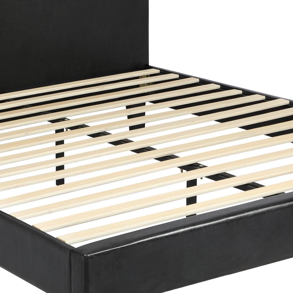 Oikiture Bed Frame Queen Size Base Mattress Platform Leather Wooden Slats Black-Bed Frame-PEROZ Accessories
