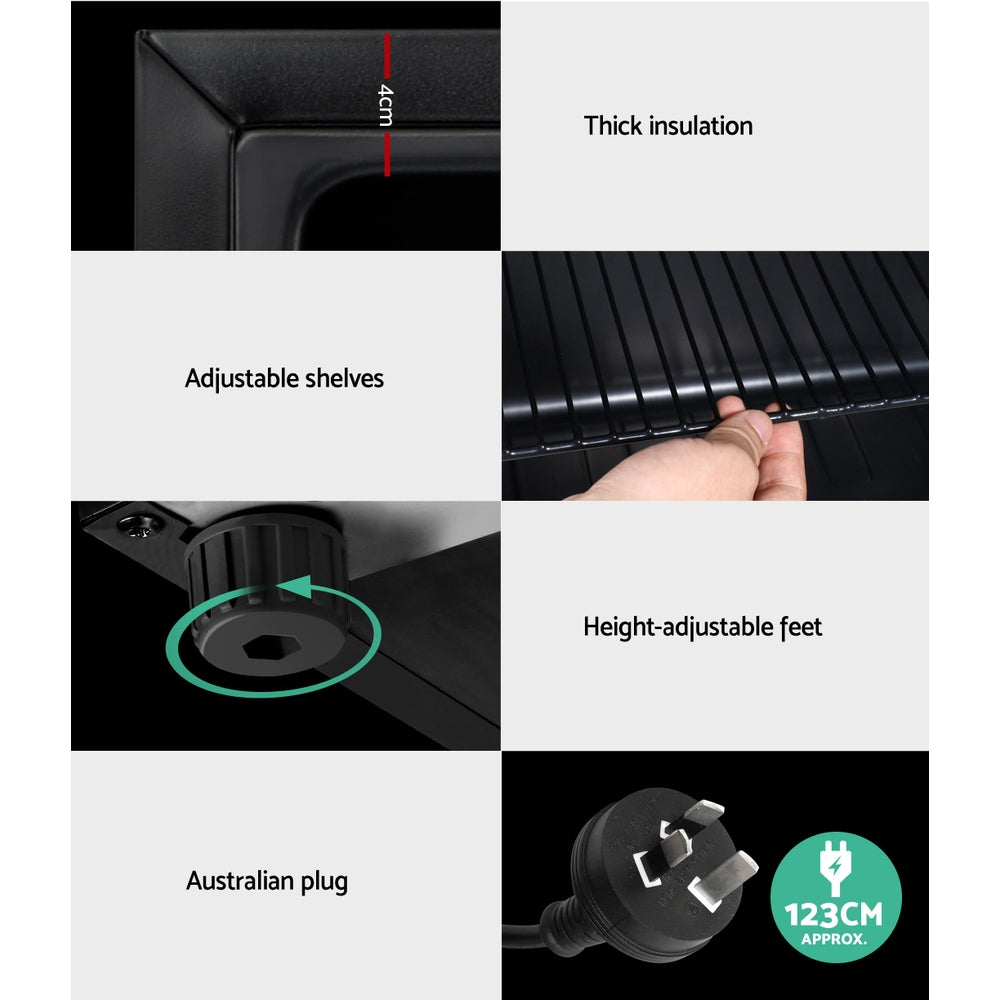 Devanti 46L Bar Fridge Glass Door w/Light Black-Fridges-PEROZ Accessories