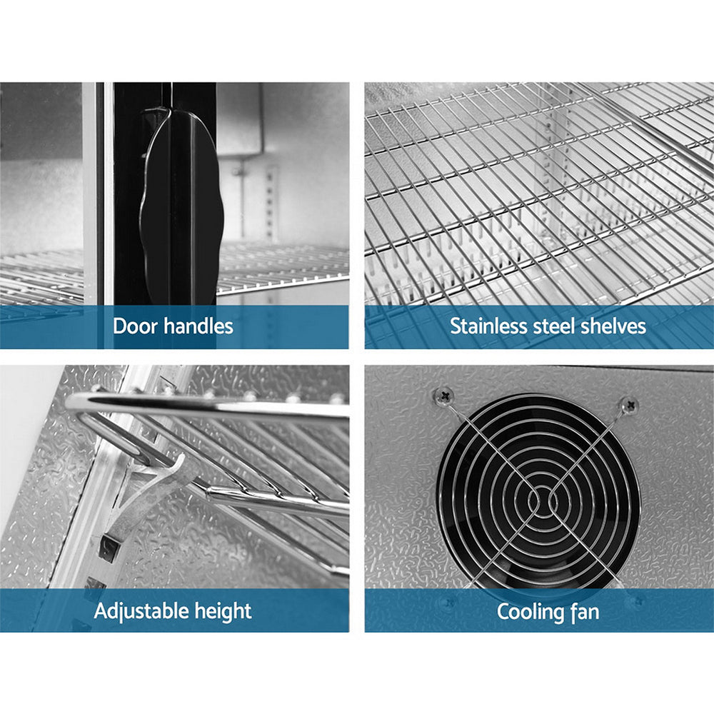 Devanti Bar Fridge 2 Glass Door Commercial Display Freeer Drink Beverage Cooler Black-Appliances > Fridges-PEROZ Accessories