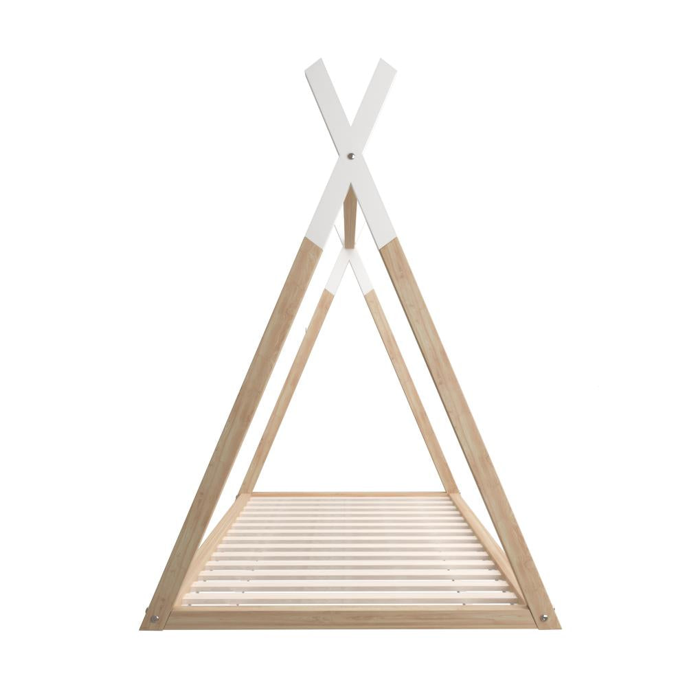 Oikiture Wooden Bed Frame Single Timber Teepee House Mattress Base Platform-Wooden Bed Frame-PEROZ Accessories