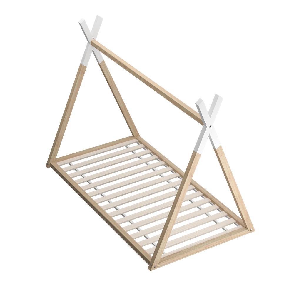 Oikiture Wooden Bed Frame Single Timber Teepee House Mattress Base Platform-Wooden Bed Frame-PEROZ Accessories