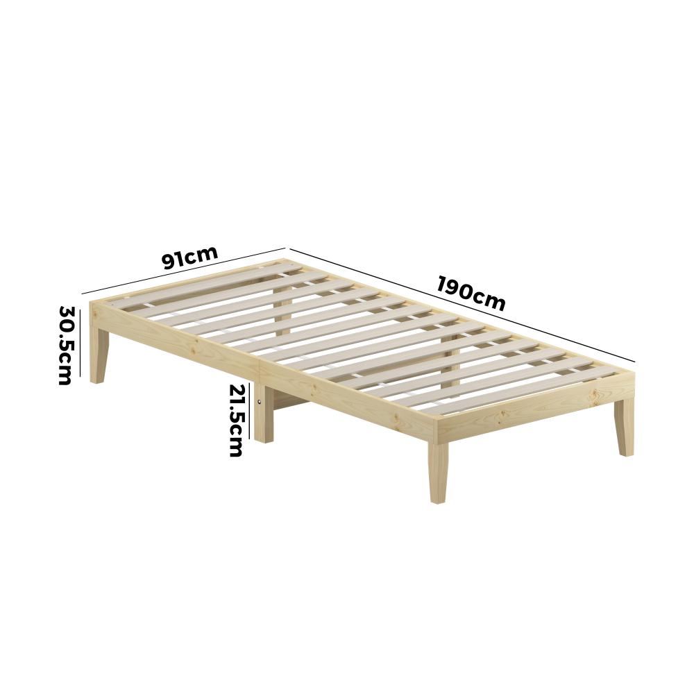 Oikiture Bed Frame Single Size Wooden SOFIE Pine Timber Mattress Base Bedroom-Wooden Bed Frame-PEROZ Accessories