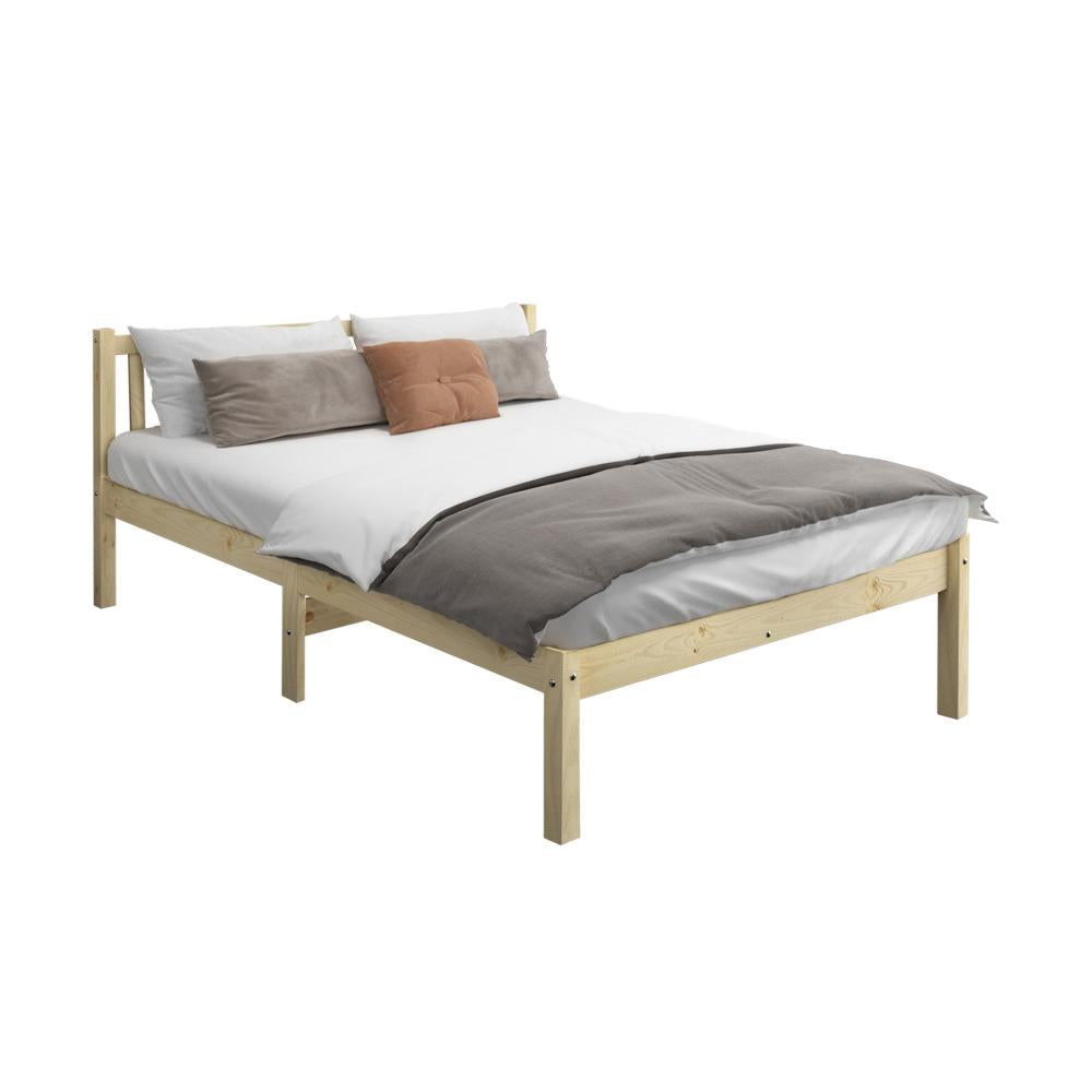 Oikiture Bed Frame Double Size Wood Mattress Base Wooden Timber Platform Bedroom-Wooden Bed Frame-PEROZ Accessories