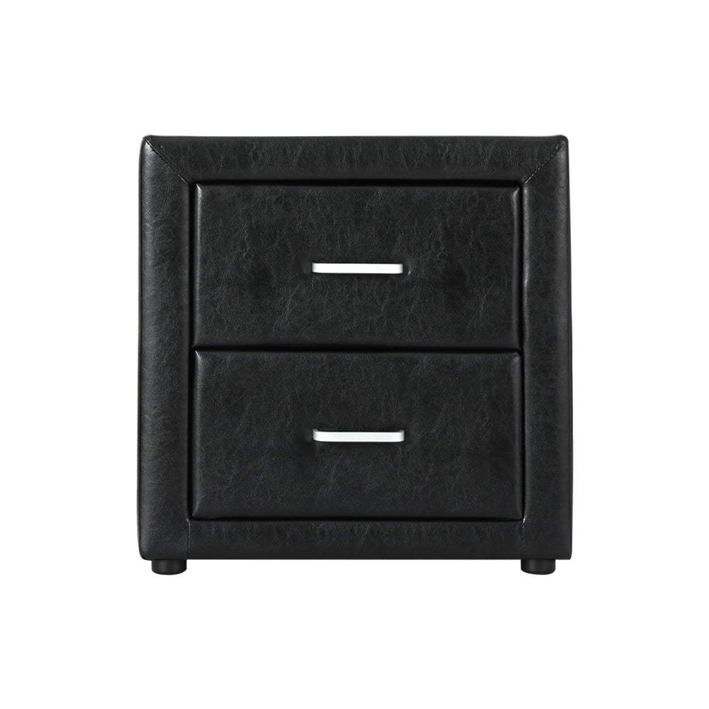 Artiss PVC Leather Bedside Table - Black-Furniture > Bedroom - Peroz Australia - Image - 3