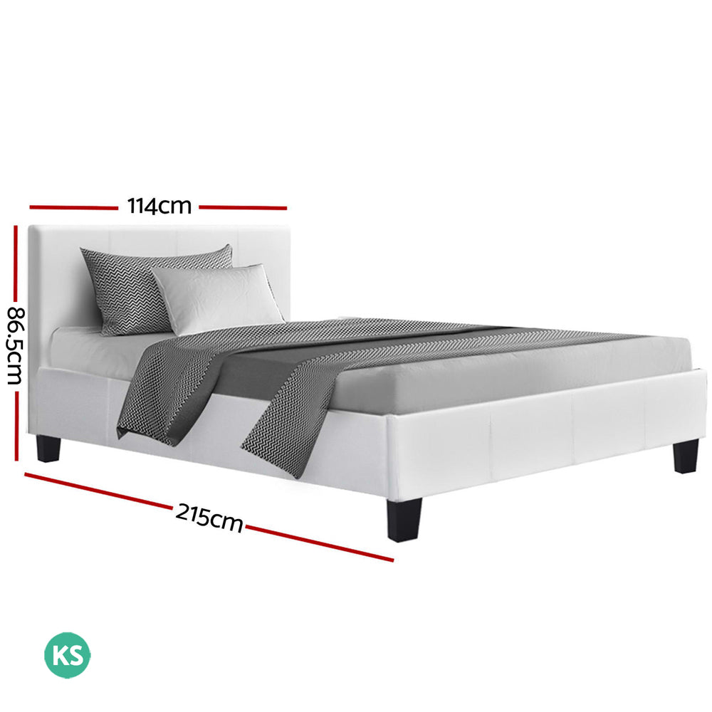 Artiss Neo Bed Frame PU Leather - White King Single-Furniture > Bedroom - Peroz Australia - Image - 3