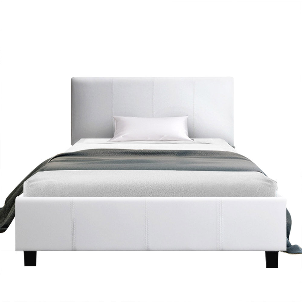 Artiss Neo Bed Frame PU Leather - White King Single-Furniture > Bedroom - Peroz Australia - Image - 4