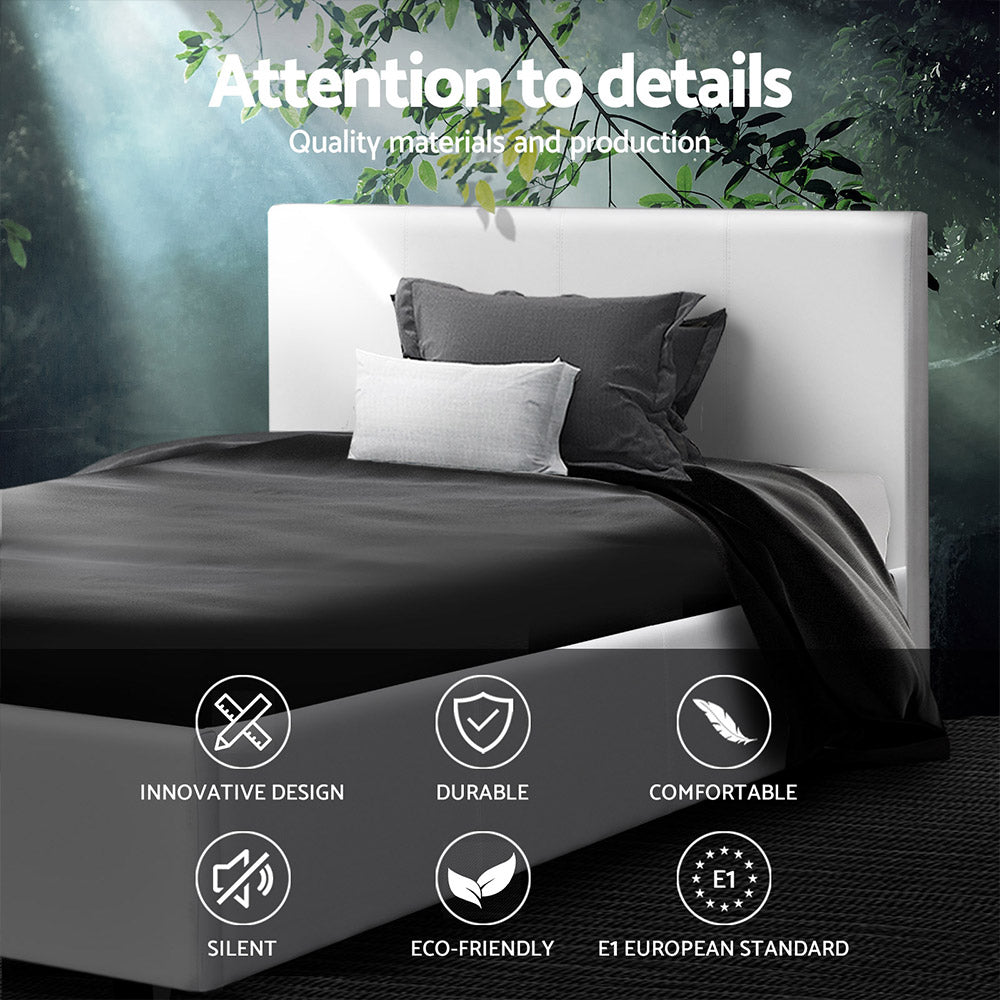 Artiss Neo Bed Frame PU Leather - White King Single-Furniture > Bedroom - Peroz Australia - Image - 6