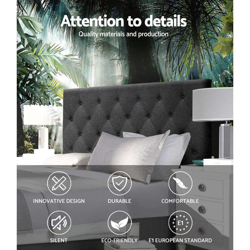 Artiss Bed Head Double Size Fabric - CAPPI Charcoal-Furniture > Bedroom-PEROZ Accessories