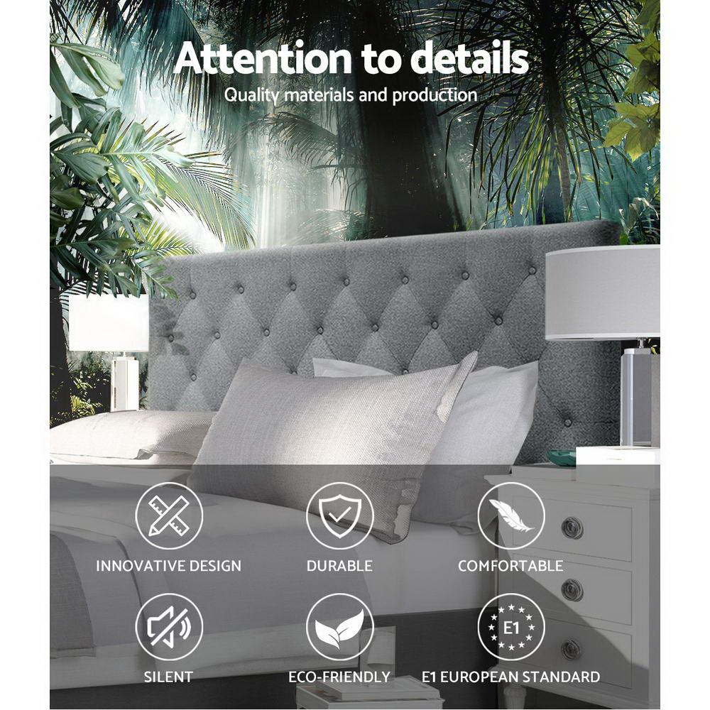 Artiss Bed Head Headboard Queen Bedhead Fabric Frame Base CAPPI Grey-Furniture > Bedroom - Peroz Australia - Image - 3