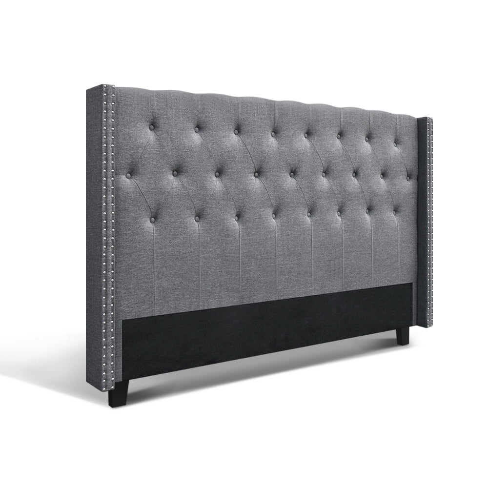 Artiss Bed Head Headboard King Size Bedhead Fabric Frame Base Grey LUCA-Furniture > Bedroom - Peroz Australia - Image - 1