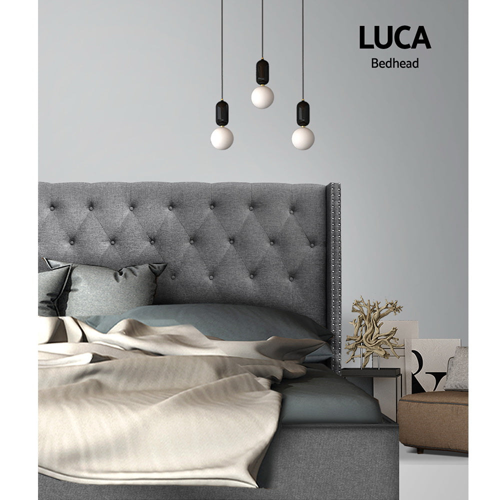 Artiss Bed Head Headboard King Size Bedhead Fabric Frame Base Grey LUCA-Furniture > Bedroom - Peroz Australia - Image - 4