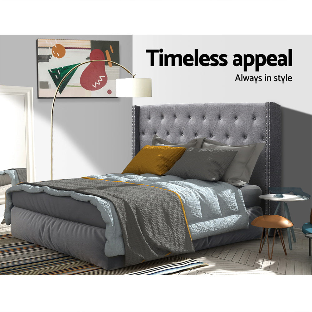 Artiss Bed Head Headboard King Size Bedhead Fabric Frame Base Grey LUCA-Furniture > Bedroom - Peroz Australia - Image - 5