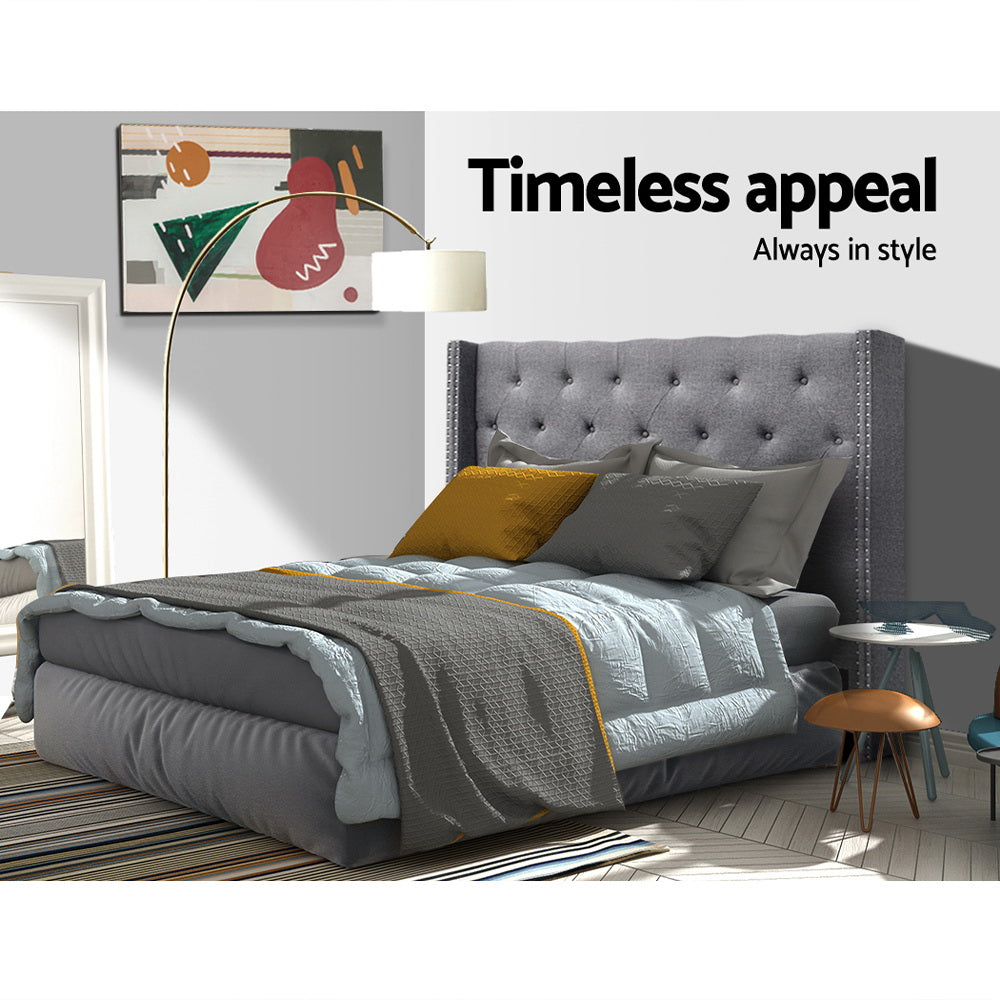 Artiss Bed Head Headboard Queen Size Bedhead Fabric Frame Base Grey LUCA-Furniture > Bedroom - Peroz Australia - Image - 5