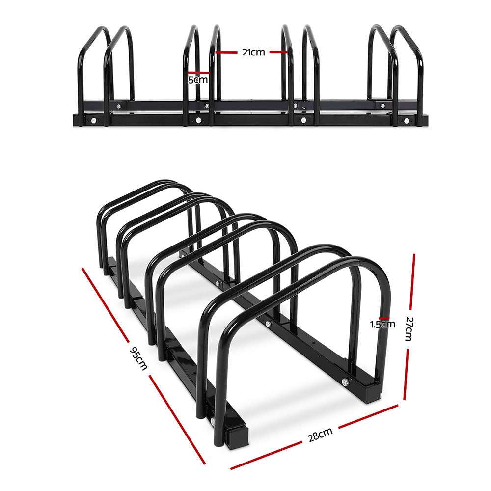 Weisshorn 4 Bike Stand Floor Bicycle Storage Black-Sports & Fitness > Bikes & Accessories-PEROZ Accessories
