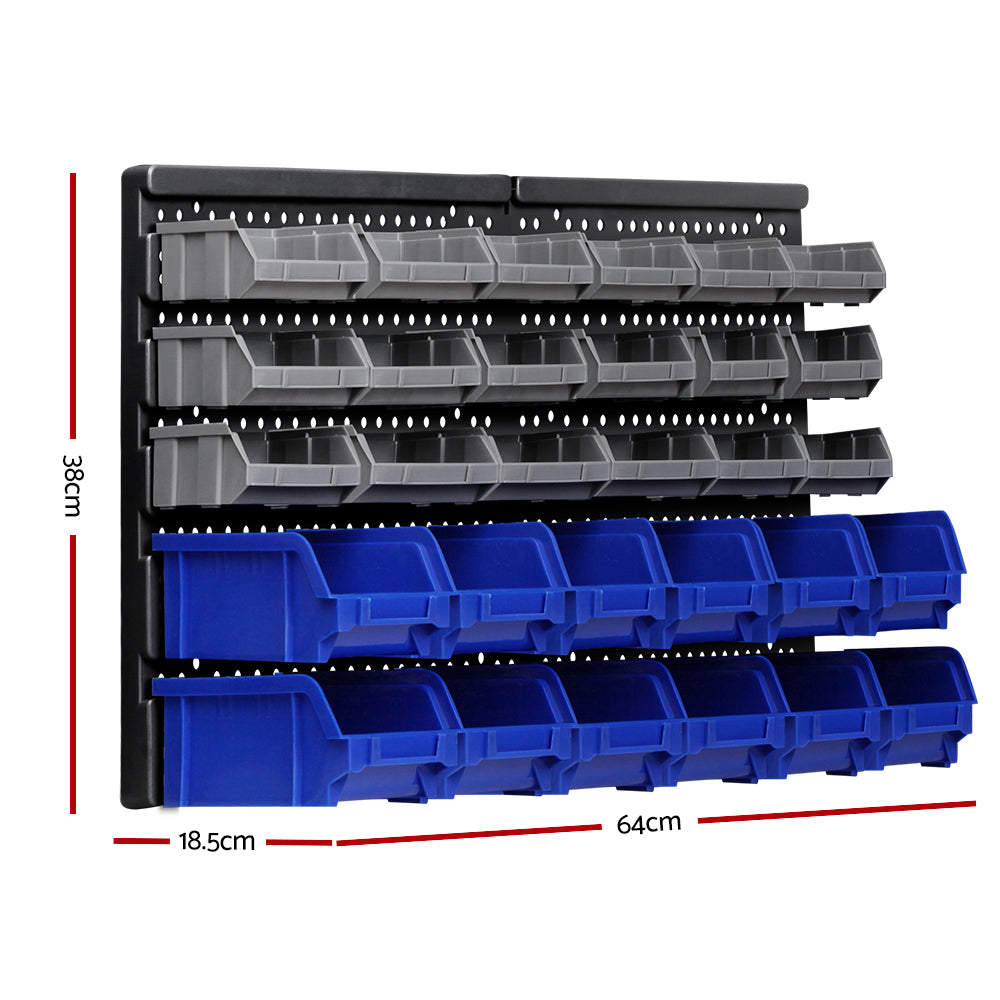 Giantz 60 Bin Wall Mounted Rack Storage Tools Garage Organiser Shed Work Bench-Tools > Tools Storage-PEROZ Accessories