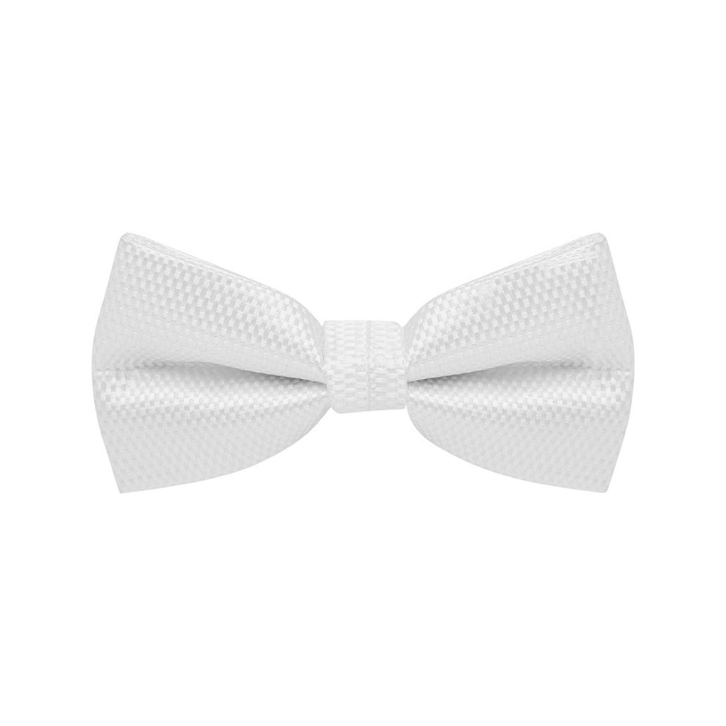 BOW TIE + POCKET SQUARE SET. Carbon. White. Supplied with matching pocket square.-Bow Ties-PEROZ Accessories