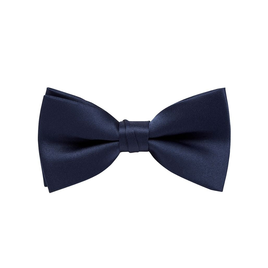 BOW TIE + POCKET SQUARE SET. Plain. Midnight. Supplied with matching pocket square.-Bow Ties-PEROZ Accessories