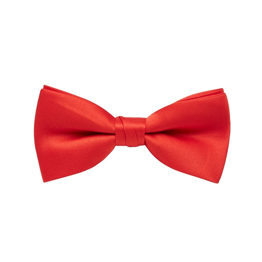 BOW TIE + POCKET SQUARE SET. Plain. Red. Supplied with matching pocket square.-Bow Ties-PEROZ Accessories