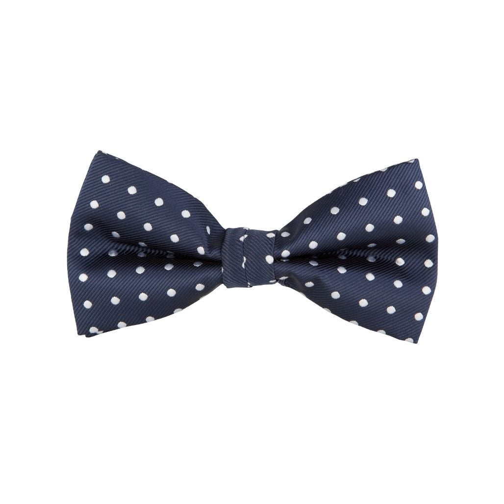 BOW TIE + POCKET SQUARE SET. Spot. Navy. Supplied with matching pocket square.-Bow Ties-PEROZ Accessories