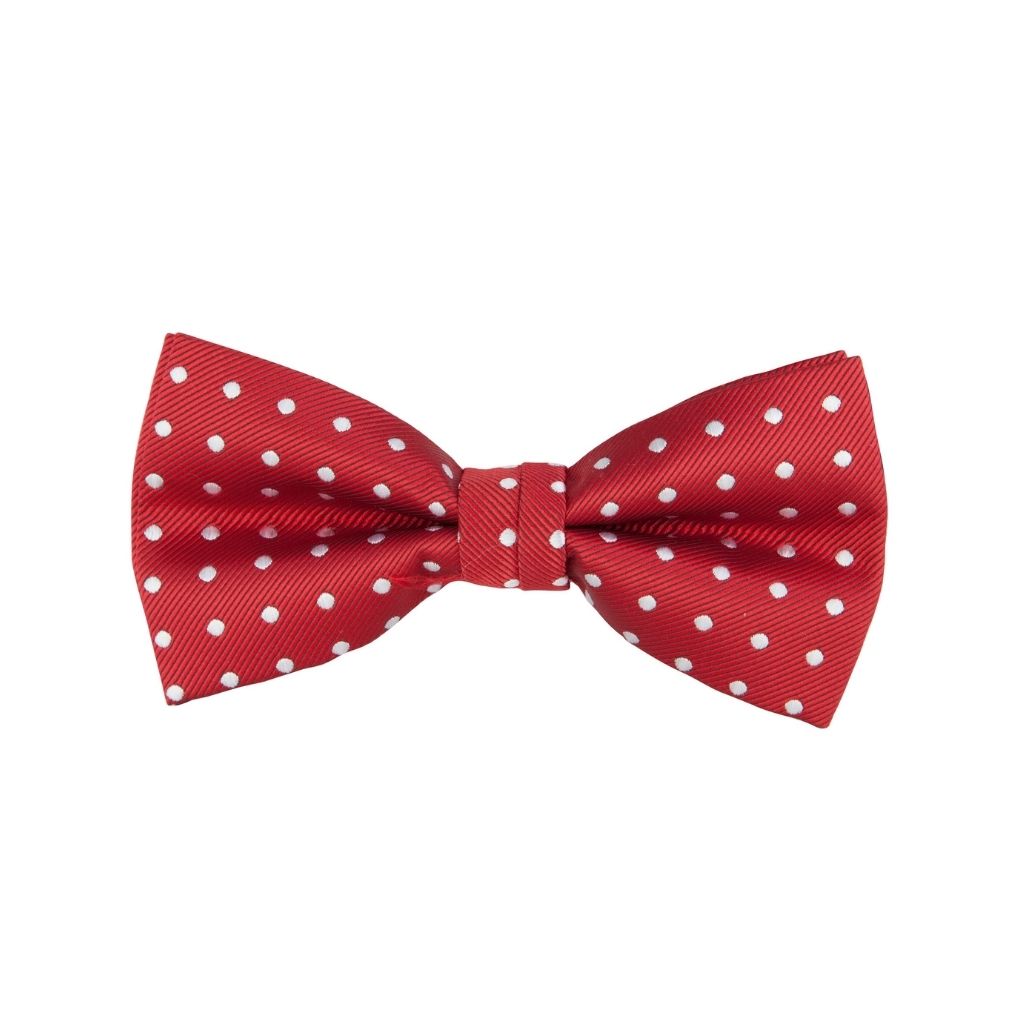 BOW TIE + POCKET SQUARE SET. Spot. Red. Supplied with matching pocket square.-Bow Ties-PEROZ Accessories