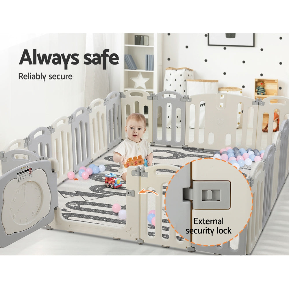 Keezi Baby Playpen 20 Panels Foldable Toddler Fence Safety Play Activity Centre-Baby & Kids > Nursing-PEROZ Accessories