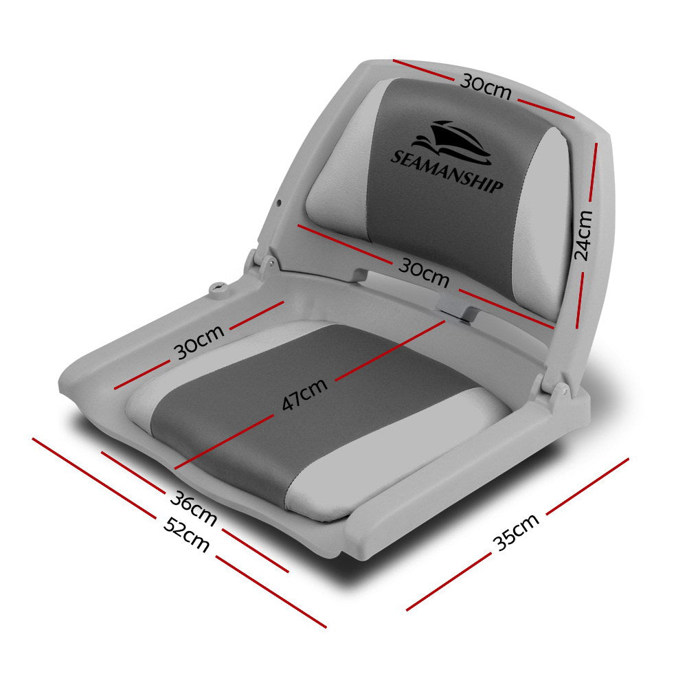 Seamanship Set of 2 Folding Swivel Boat Seats - Grey & Charcoal-Outdoor > Boating-PEROZ Accessories
