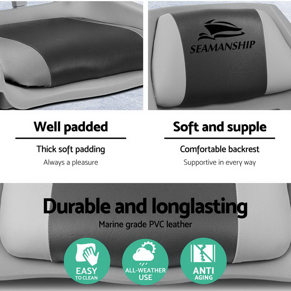 Seamanship Set of 2 Folding Swivel Boat Seats - Grey & Charcoal-Outdoor > Boating-PEROZ Accessories