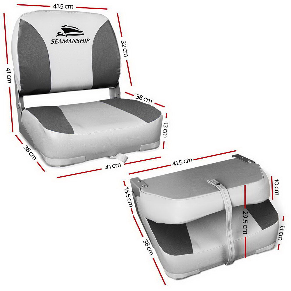Seamanship Set of 2 Folding Swivel Boat Seats - Grey-Outdoor > Boating-PEROZ Accessories