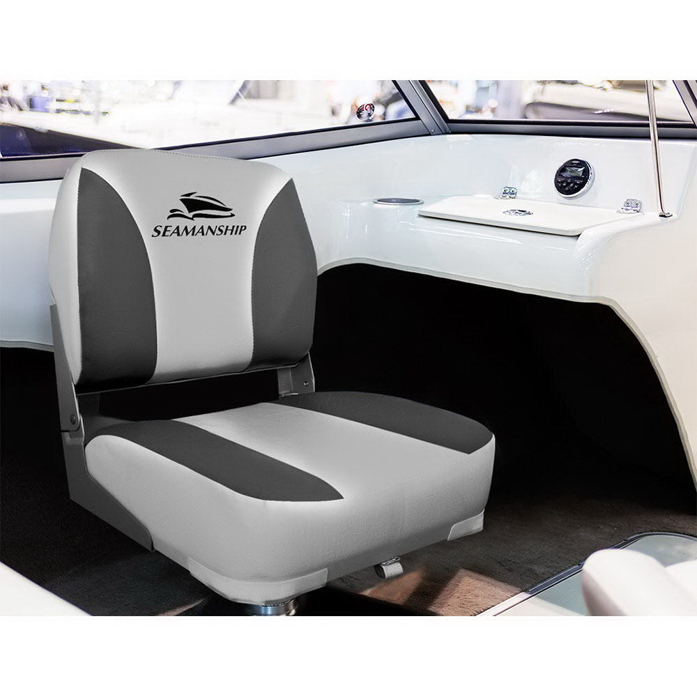 Seamanship Set of 2 Folding Swivel Boat Seats - Grey-Outdoor > Boating-PEROZ Accessories