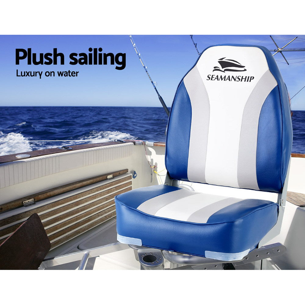 Seamanship 2X Folding Boat Seats Seat Marine Seating Set All Weather Swivels-Outdoor > Boating-PEROZ Accessories