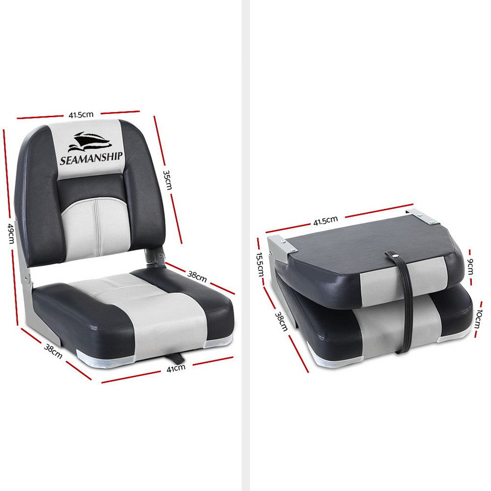 Seamanship 2X Folding Boat Seats Seat Marine Seating Set Swivels All Weather-Outdoor > Boating-PEROZ Accessories