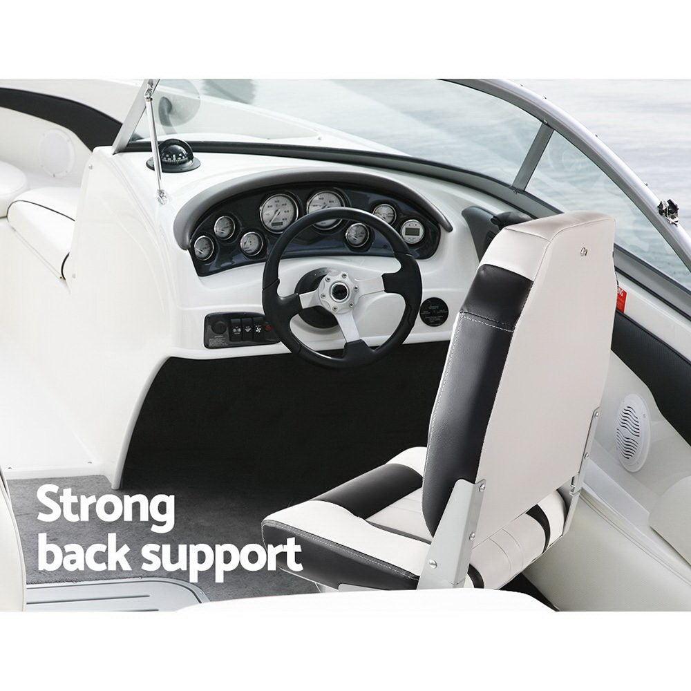 Seamanship Set of 2 Folding Swivel Boat Seats - Grey & Black-Outdoor > Boating-PEROZ Accessories