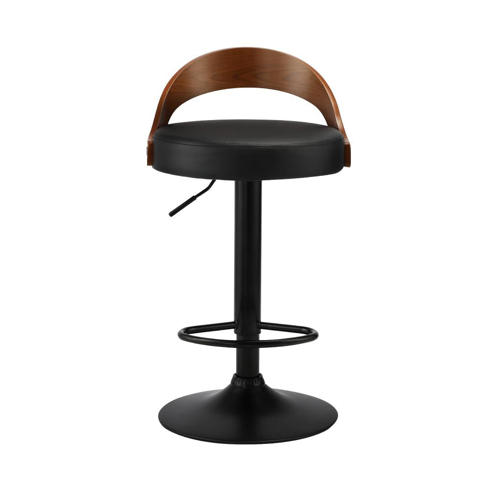 Oikiture Kitchen Bar Stools Gas Lift Swivel Chairs Stool Wooden PU Leather x2-Bar Stool-PEROZ Accessories