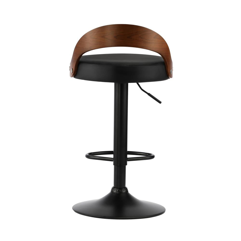 Oikiture Kitchen Bar Stools Gas Lift Swivel Chairs Stool Wooden PU Leather x2-Bar Stool-PEROZ Accessories