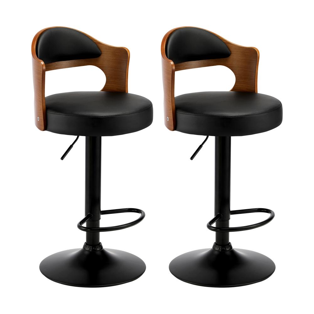 Oikiture Bar Stools Kitchen Swivel Barstool Chair Gas Lift Metal Leather x2-Bar Stool-PEROZ Accessories