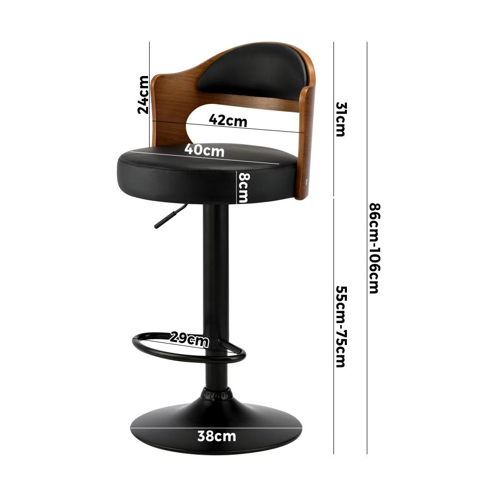 Oikiture Bar Stools Kitchen Swivel Barstool Chair Gas Lift Metal Leather x2-Bar Stool-PEROZ Accessories