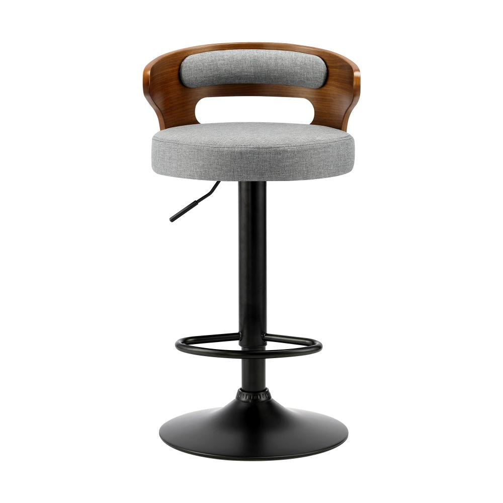 Oikiture Bar Stools Kitchen Gas Lift Swivel Chairs Stool Wooden Barstool Grey x2-Bar Stool-PEROZ Accessories