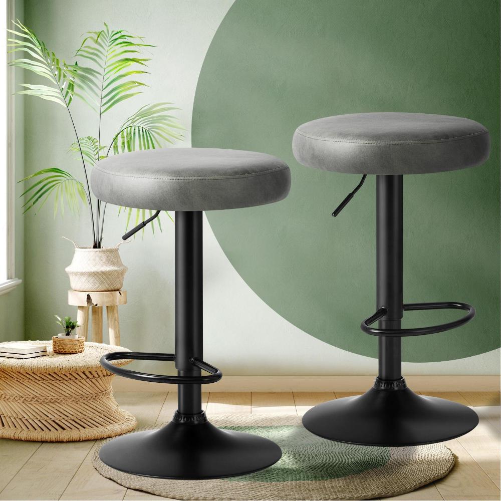 Oikiture Bar Stools Kitchen Stools Gas Lift Dining Chairs PU leather Seat x2-Bar Stool-PEROZ Accessories