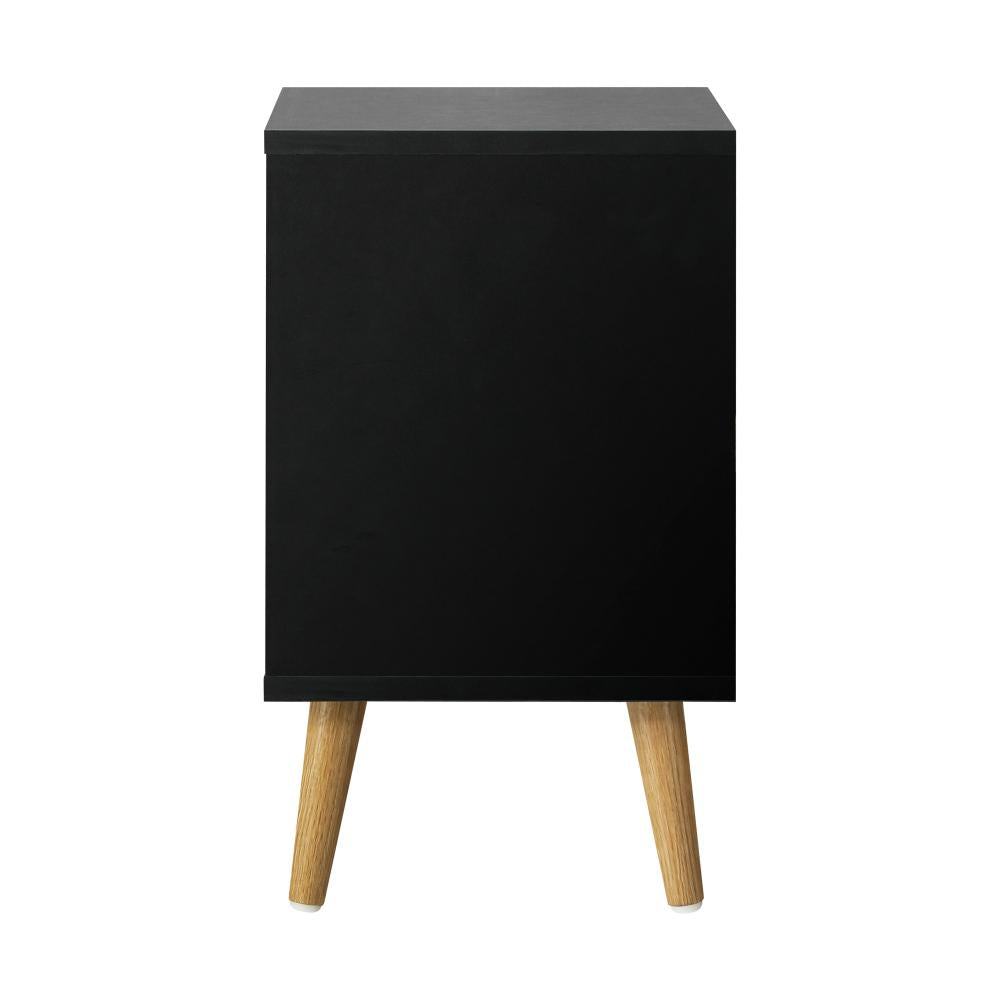 Oikiture Bedside Tables 2 Drawers Side Table Bedroom Furniture Storage Black-Bedside Table-PEROZ Accessories