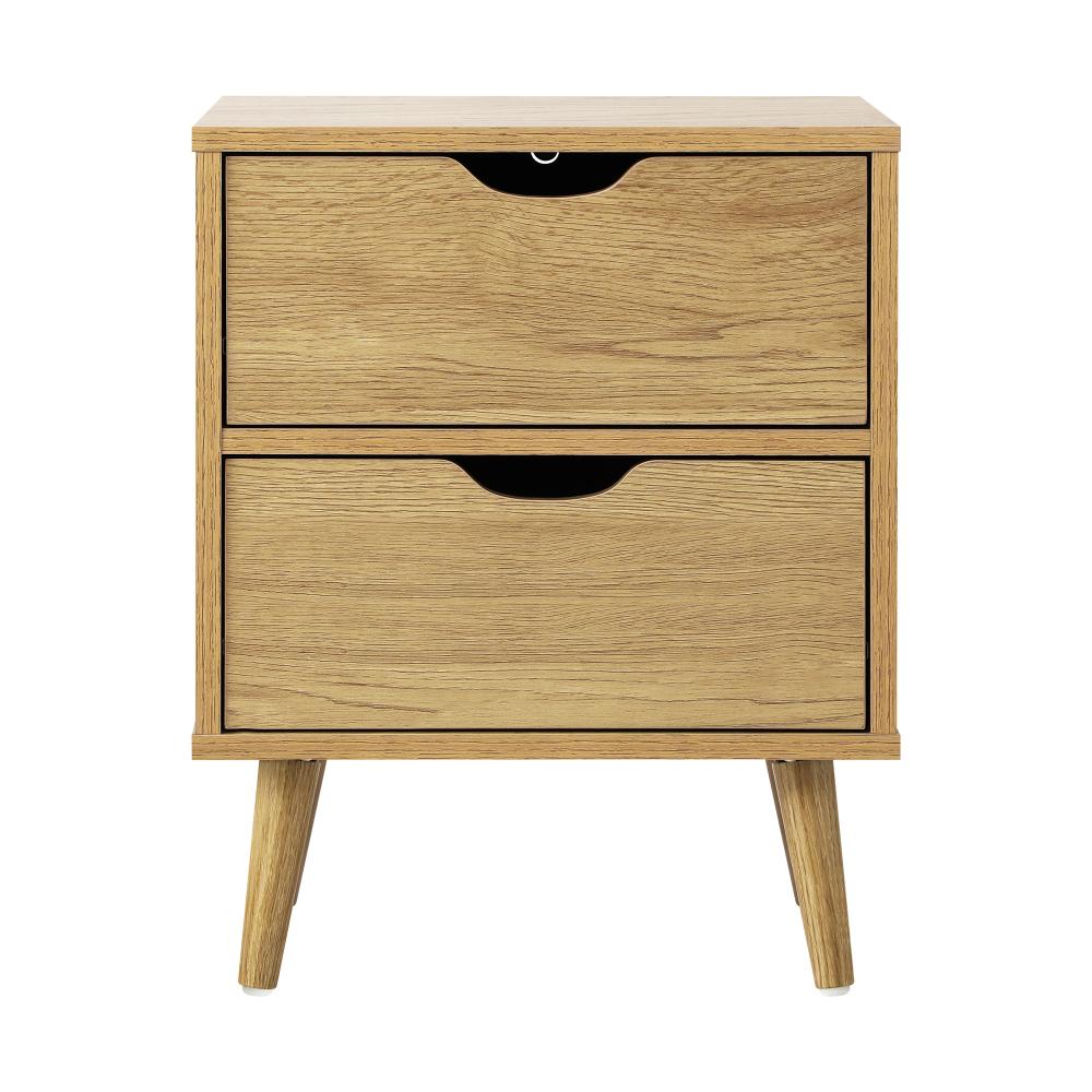 Oikiture Bedside Tables 2 Drawers Side Table Nightstand Storage Cabinet Wood-Bedside Table-PEROZ Accessories